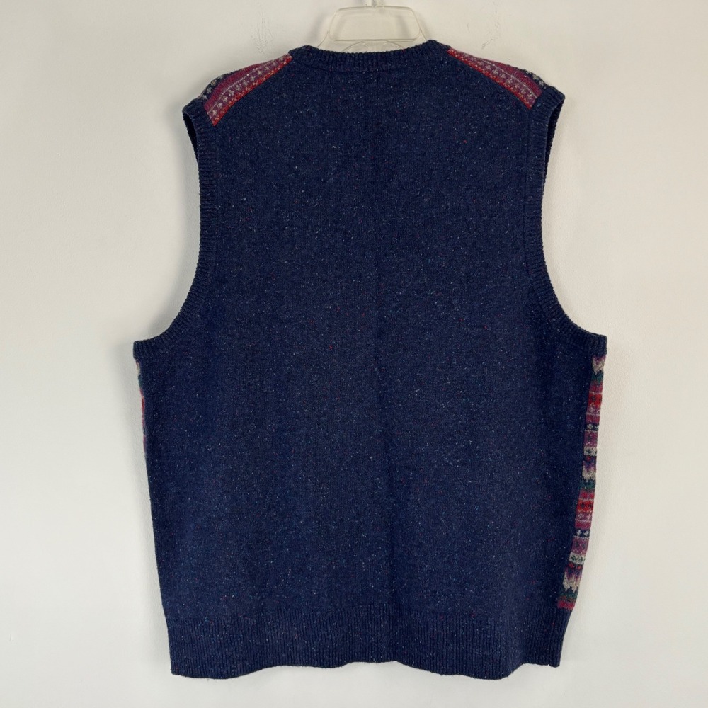 Brooks Brothers Sweater Vest Mens Blue Fair Isle Lambs Wool V Neck XXL - Picture 7 of 9